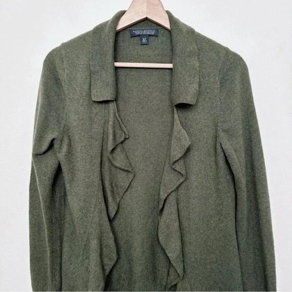 Banana Republic Womens Small Wool Cashmere Ruffle Dark Olive Cardigan - Picture 4 of 14